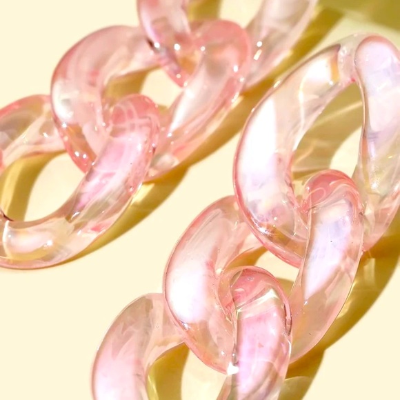 Pink Holo Chain Link Earrings - Picture 3 of 3